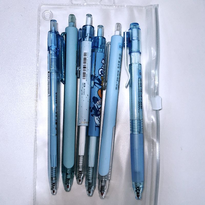 Bleu -6 stylos Encre noire