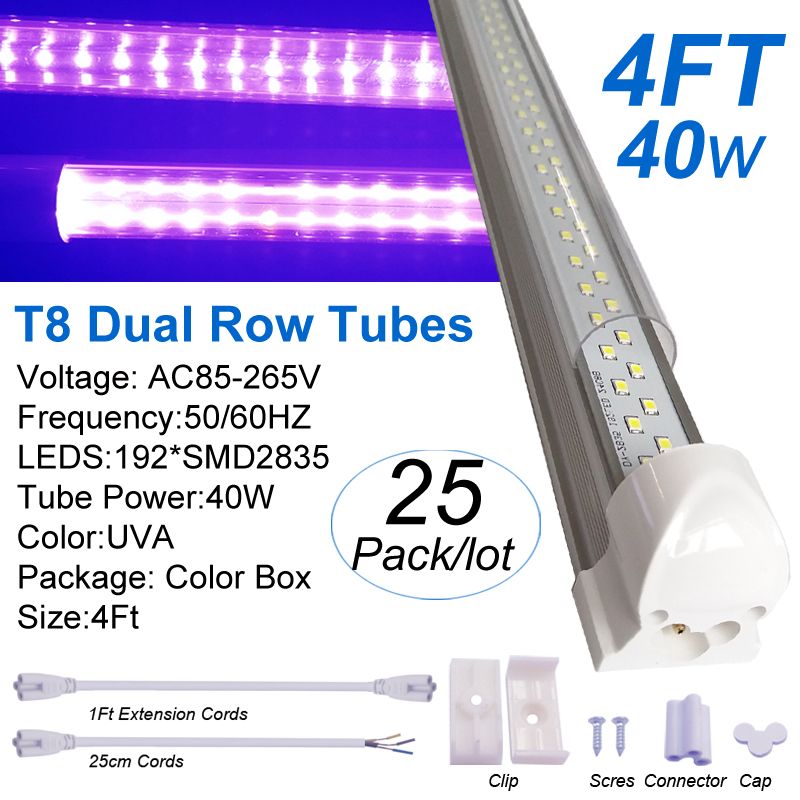 4FT 40W Dual Row T8 395NM-405NM UVA