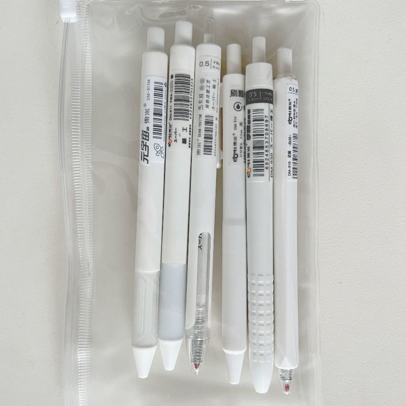 Blanc-6 stylos Encre noire