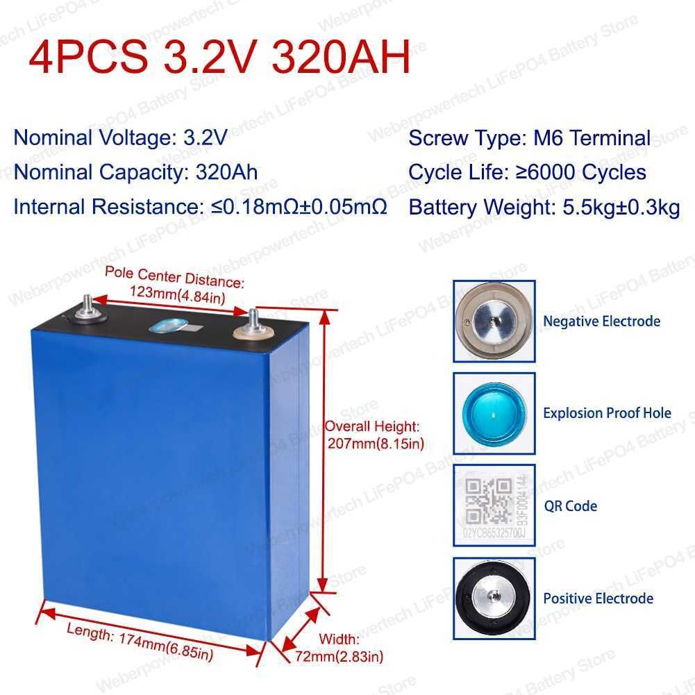 4pcs 3.2v320ah