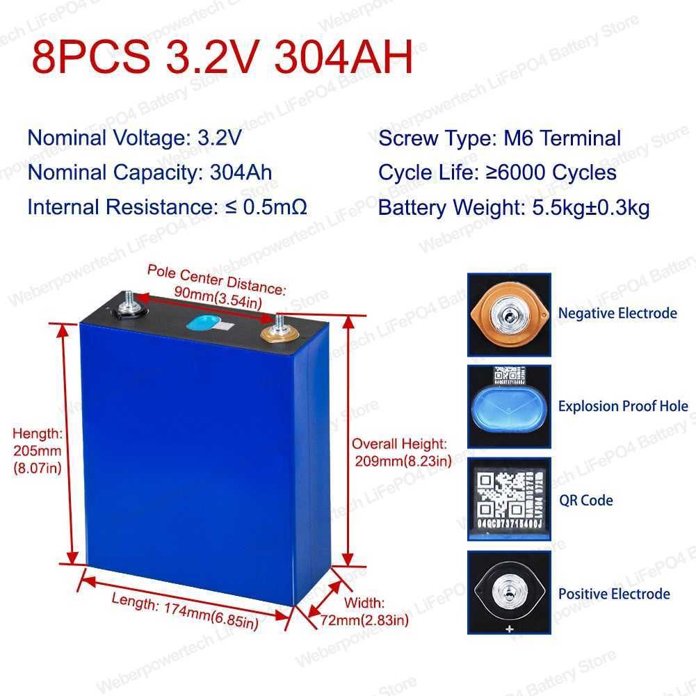 8pcs 3.2V304AH