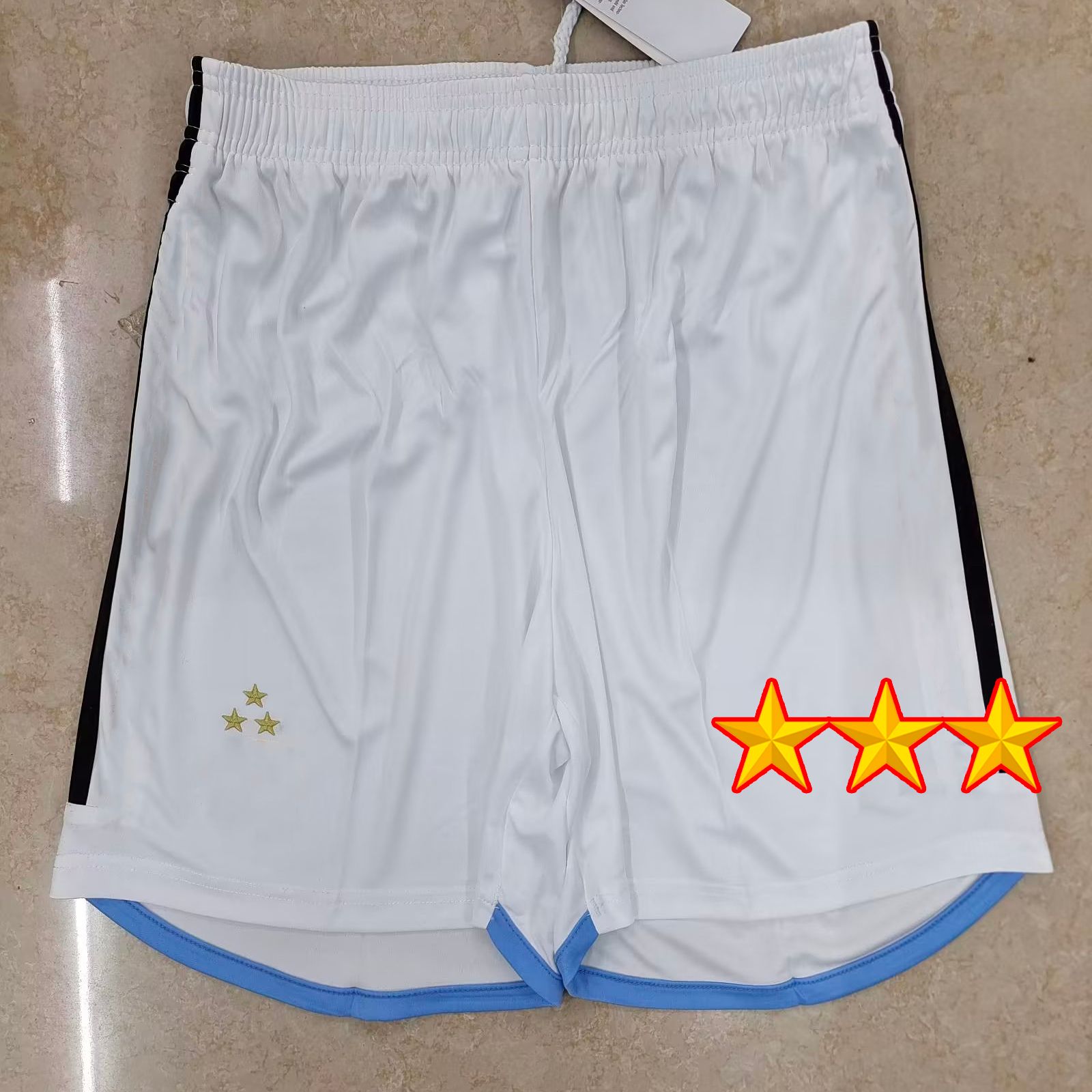 3 stars Argentina Soccer shorts 23 finals Men kit MARADONA 23 24 DE PAUL DI MARIA J.ALVAREZ L.MARTINEZ E.FERNANDEZ football pants home away white