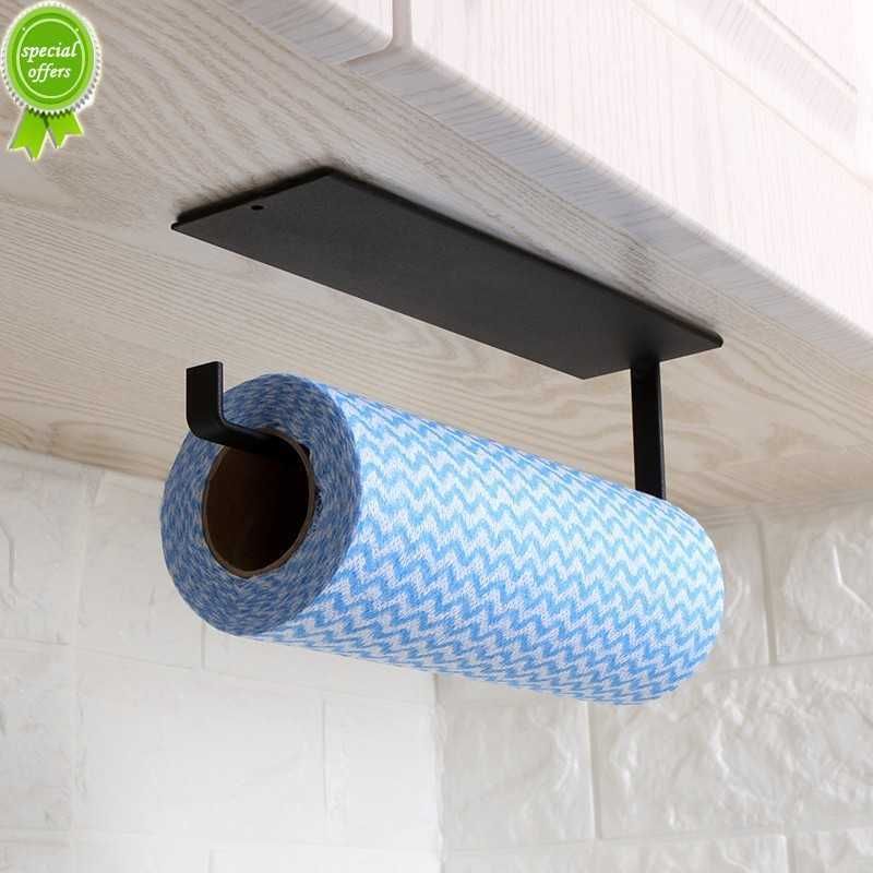 Roll Paper Towel Storage Rack Hanging Non-perforated Wall-mounted Kitchen  Bathroom