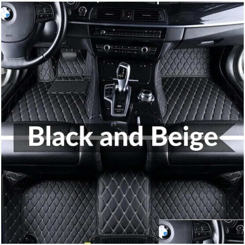 Black With Beige Floor Mat