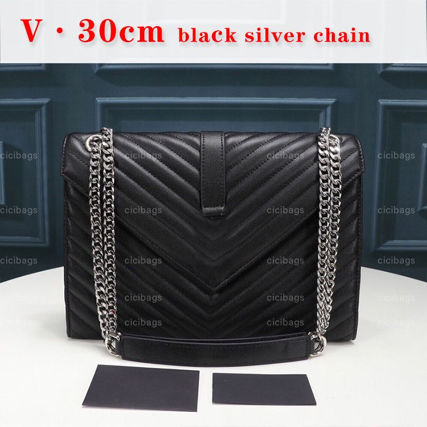 V-30cm Black Silver chain