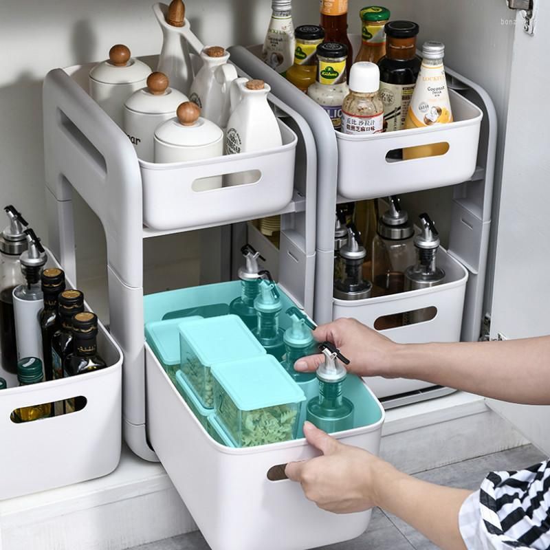 KitchenGenius 2 Tier Cabinet Organizer Compact Under Sink Storage For  Spices, Makeup & More: Durable Hooks, Slim Design & Easy Access! From  Bonziwells, $35.88