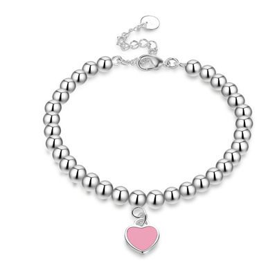 Bracelet Argent Coeur Rose