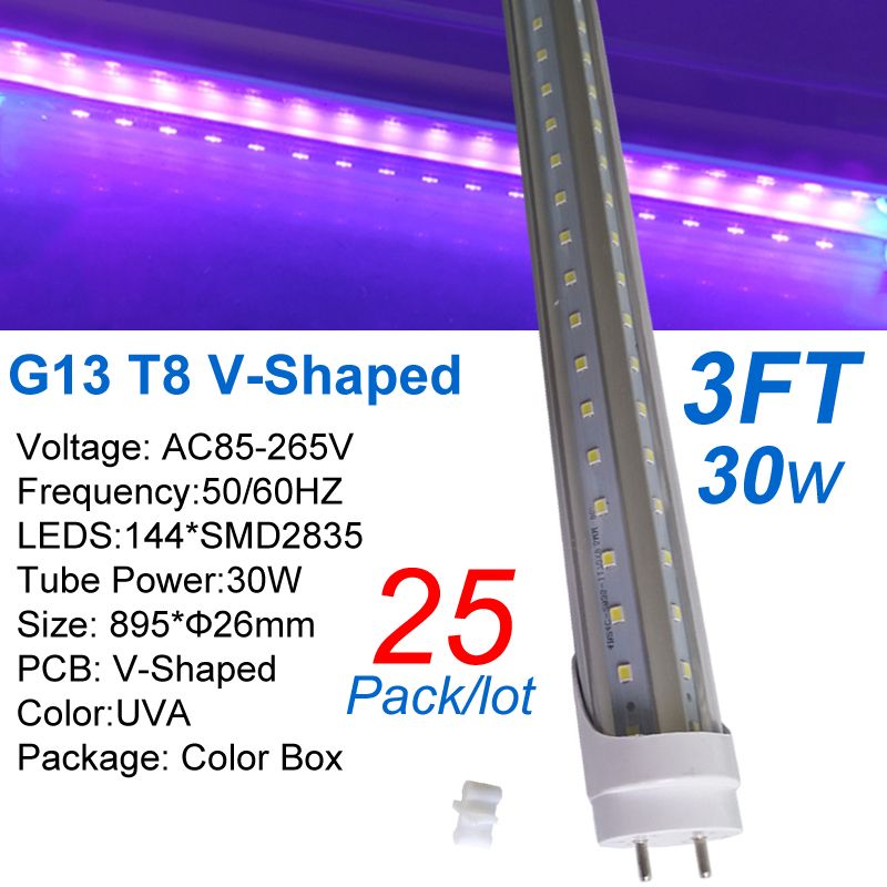 3FT 30W G13 a forma di V395NM-405NM UVA