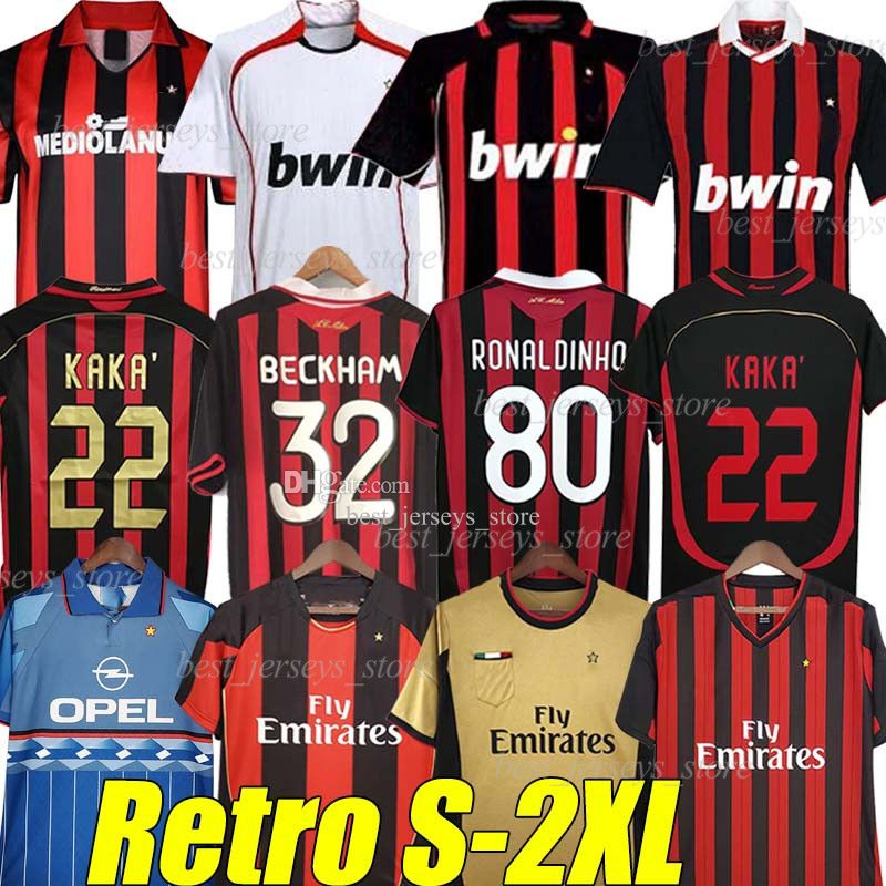 AC Milan Retro Soccer Jerseys 1990 2000 1962 1963 2007 2002 2003 2004 Milan  Futbol Jerseys Formaları Gullit 1988 96 97 Van Basten Kaka Inzaghi Beckham  Yi TL299.92 DHgate
