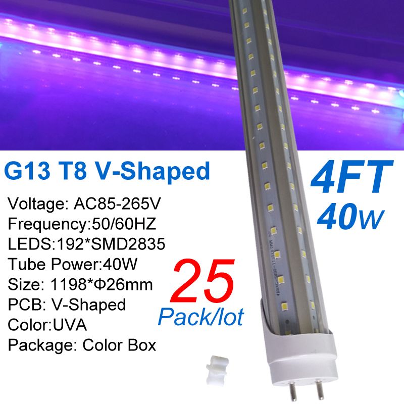 4FT 40W G13 a forma di V395NM-405NM UVA