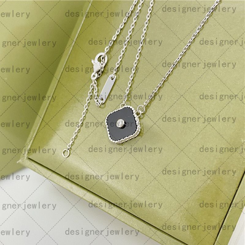 silver black drill necklace