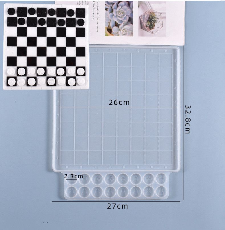 Novo 3d internacional xadrez resina cola epoxy silicone molde