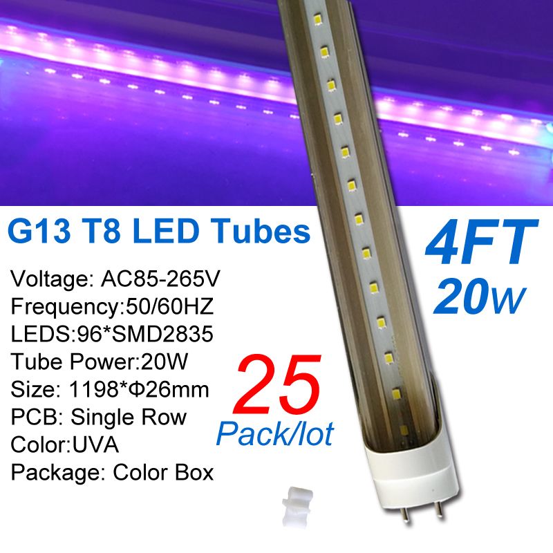 4ft 20W G13 단일 행 395NM-405NM UVA