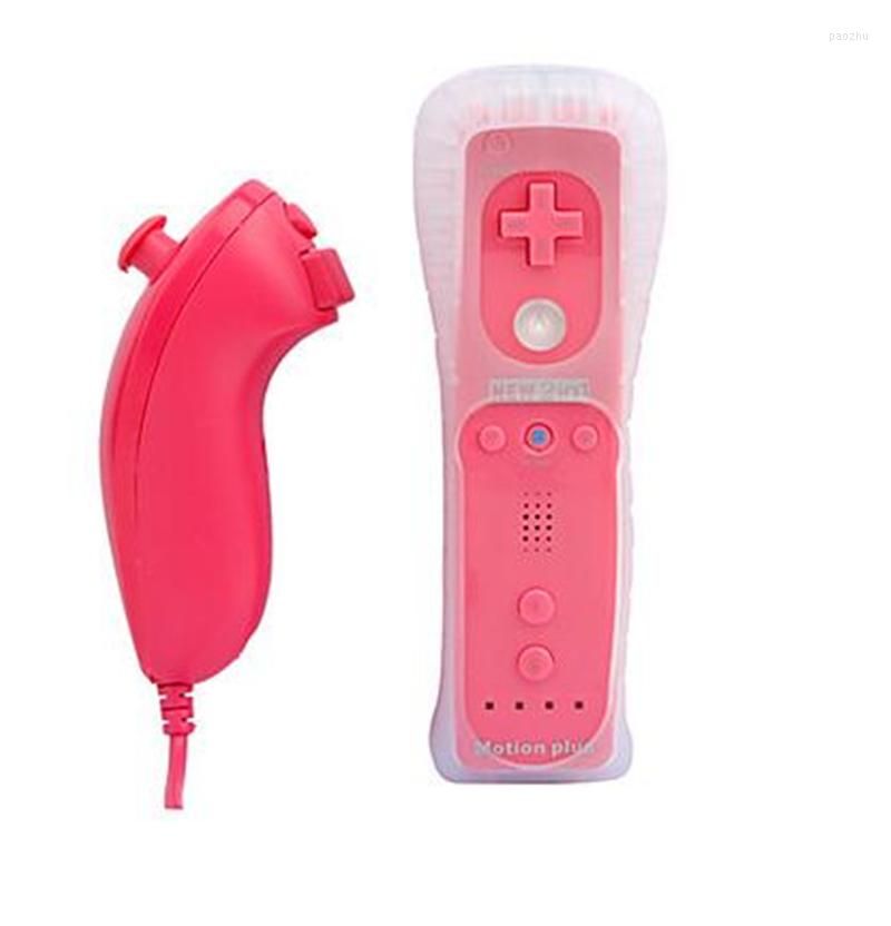 Manette Wii avec Motion Plus,Contrôleur Wii Télécommande Controller Wii  Remote Motion Plus Intégré avec Étui en Silicone Dragonne