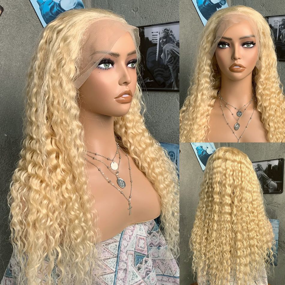 40 Inch 613 Honey Blonde Curly Lace Front Human Hair view 2