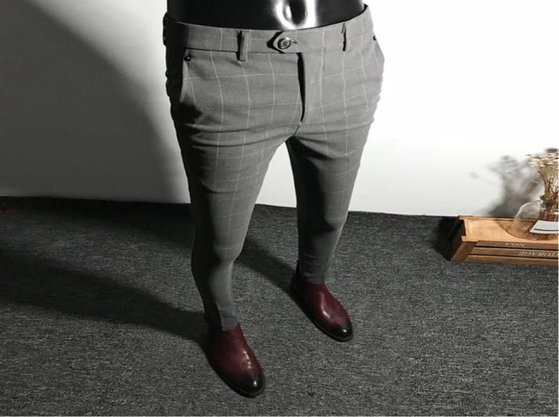 Pantalones De Vestir Para Hombre Color Sólido Slim Fit Hombre Social Business Flaco Traje Pantalones Tamaño Asiático De 33,88 € DHgate