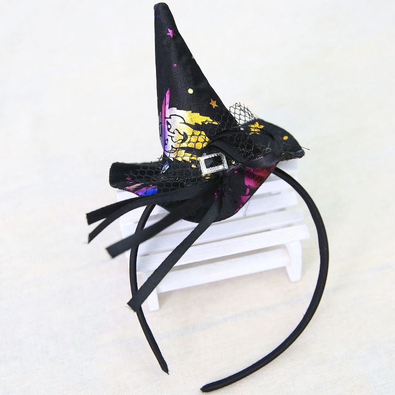 Black witch pointed hat hair hoop