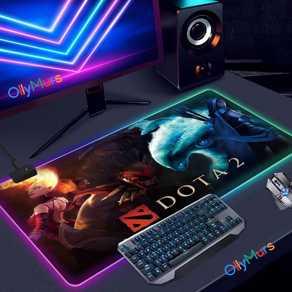 Tapis de souris Gaming XXL RGB LED 70x30cm desk pad, Tapis de souris de  jeu RVB