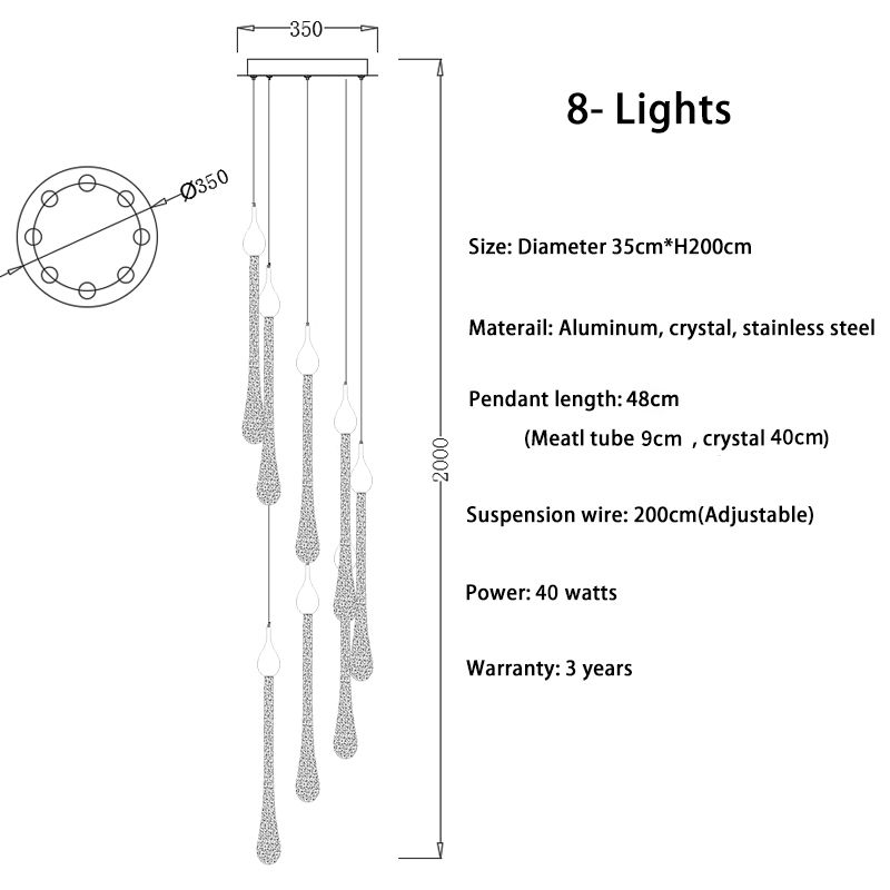 8 lumières non DIMM lumière chaude