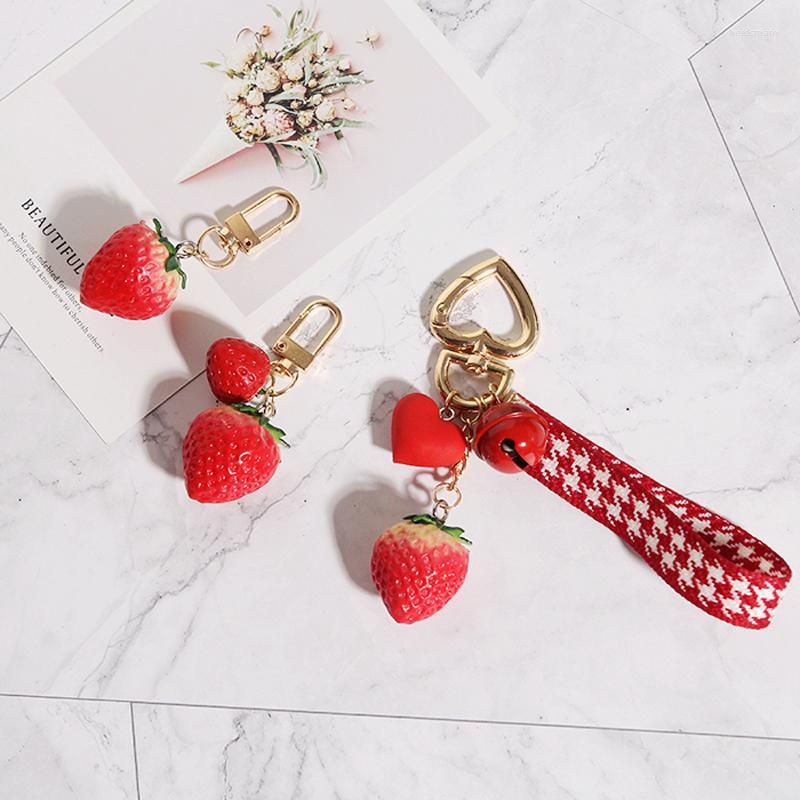 Strawberry Metal Keychain