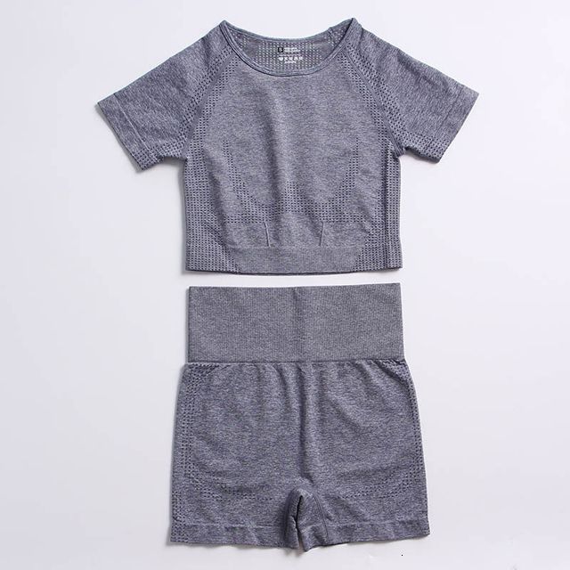 gray blue shorts set