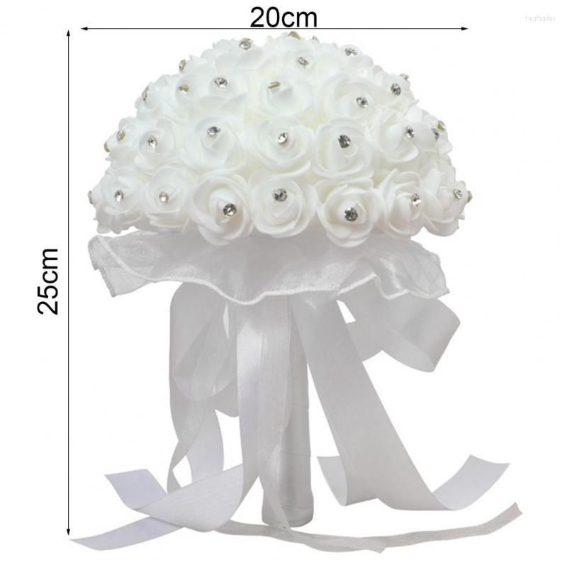 Wedding Bouquet White Roses Black Ribbon for Bridal Bridesmaids
