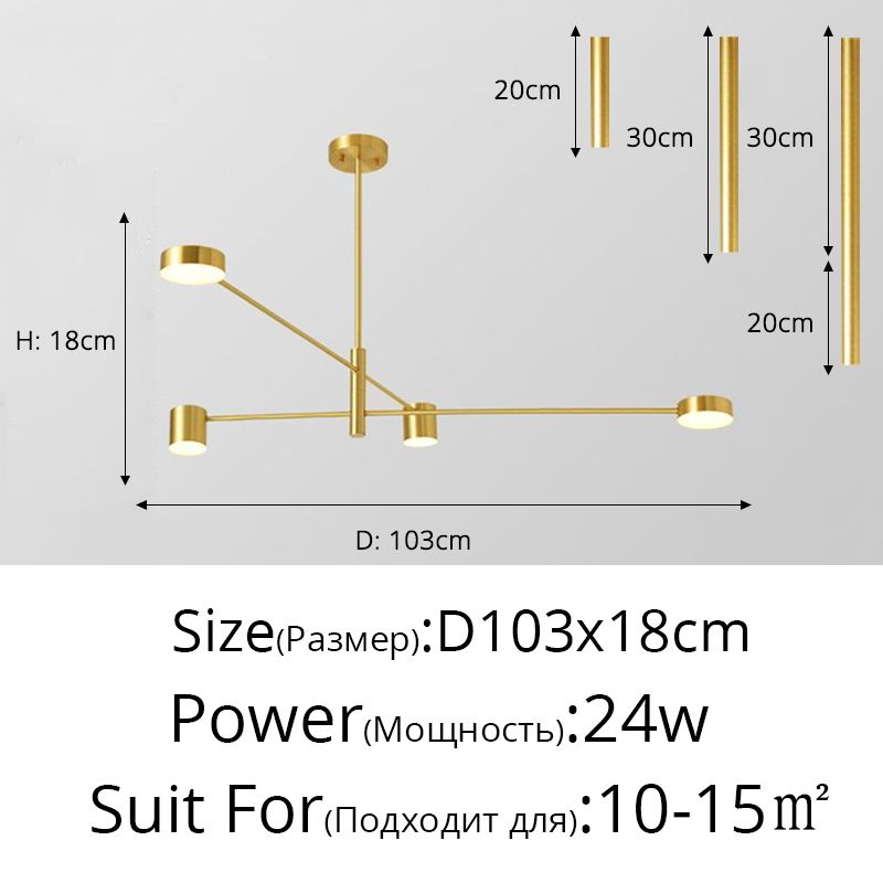 4 cabezas 103cm oro blanco calido