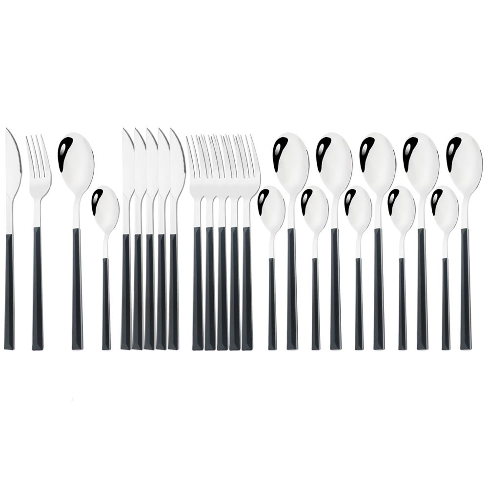 24pcs argent noir