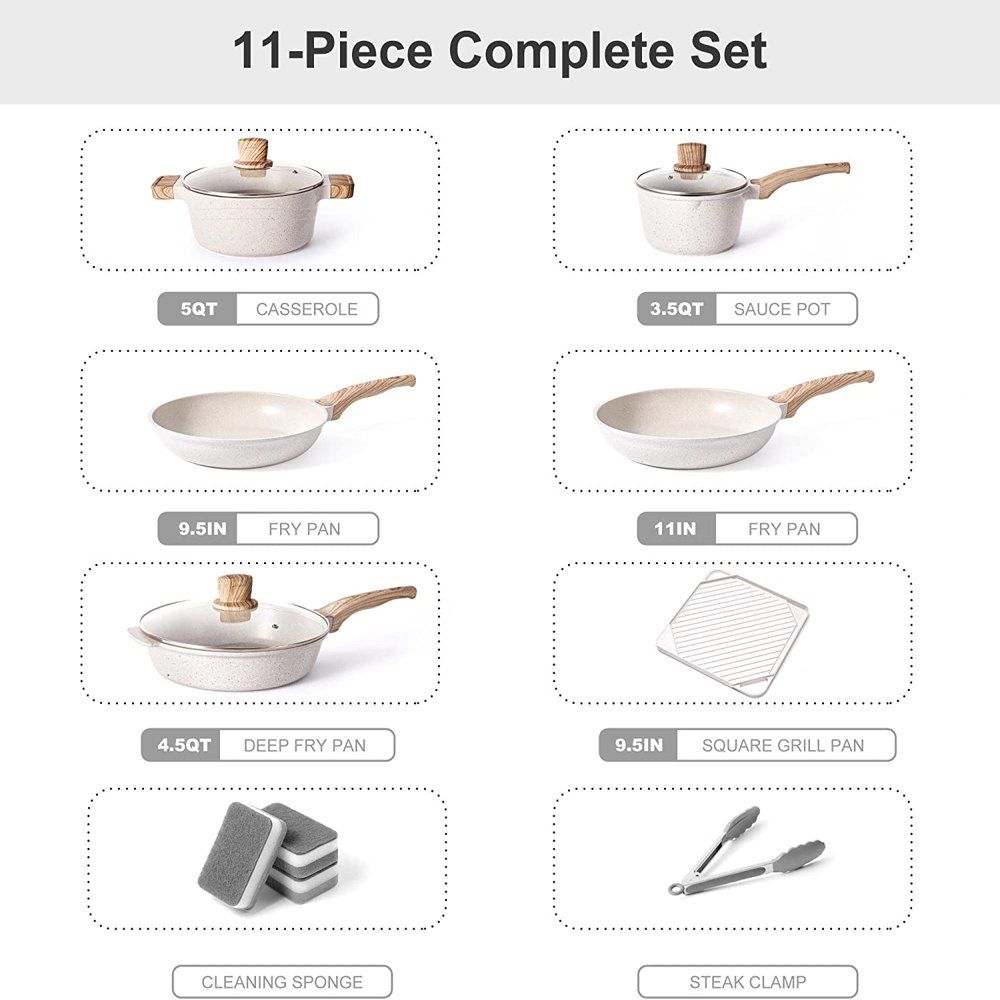 Non Stick Cookware Set White Pot And Pan Kit W/ Grill Pan By CookEase: Scratch  Resistant, Dishwasher Safe, Ergonomic Handles Ideal For Home Chefs And  Cooking Enthusiasts From Baohuikeji, $74.57