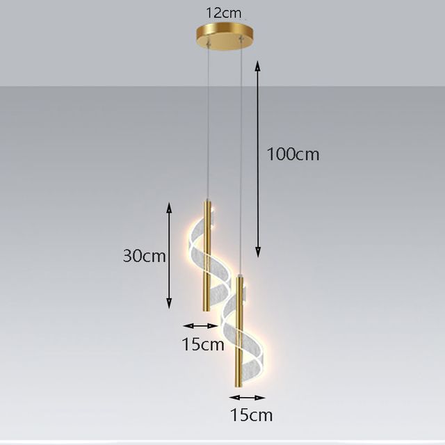 Pendant Gold 2 lamps Warm light 3000K