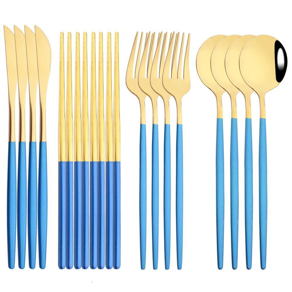 16pcs blue gold