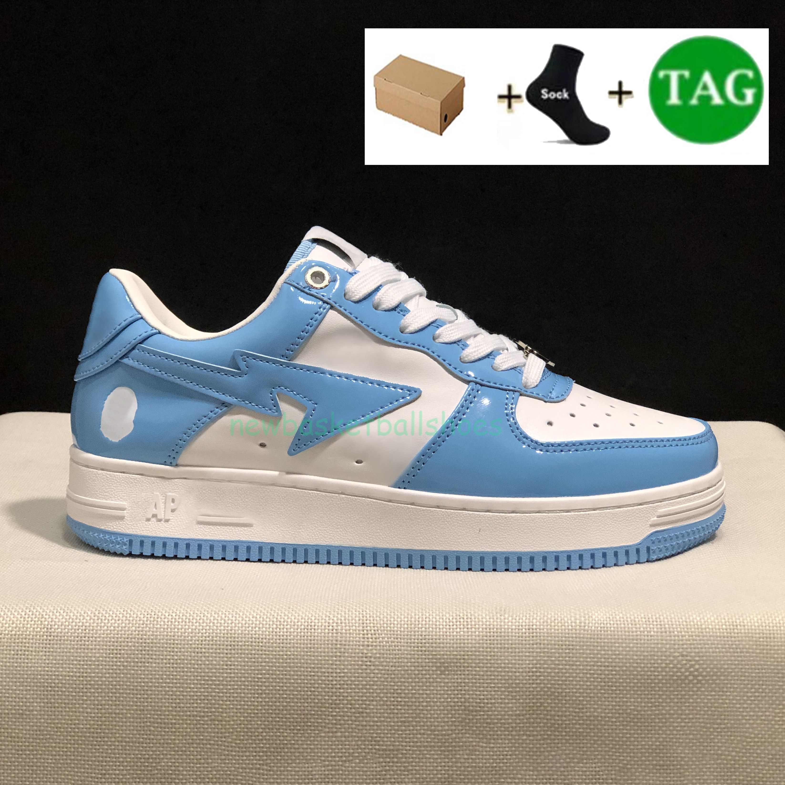 01 Patent Leather Blue White