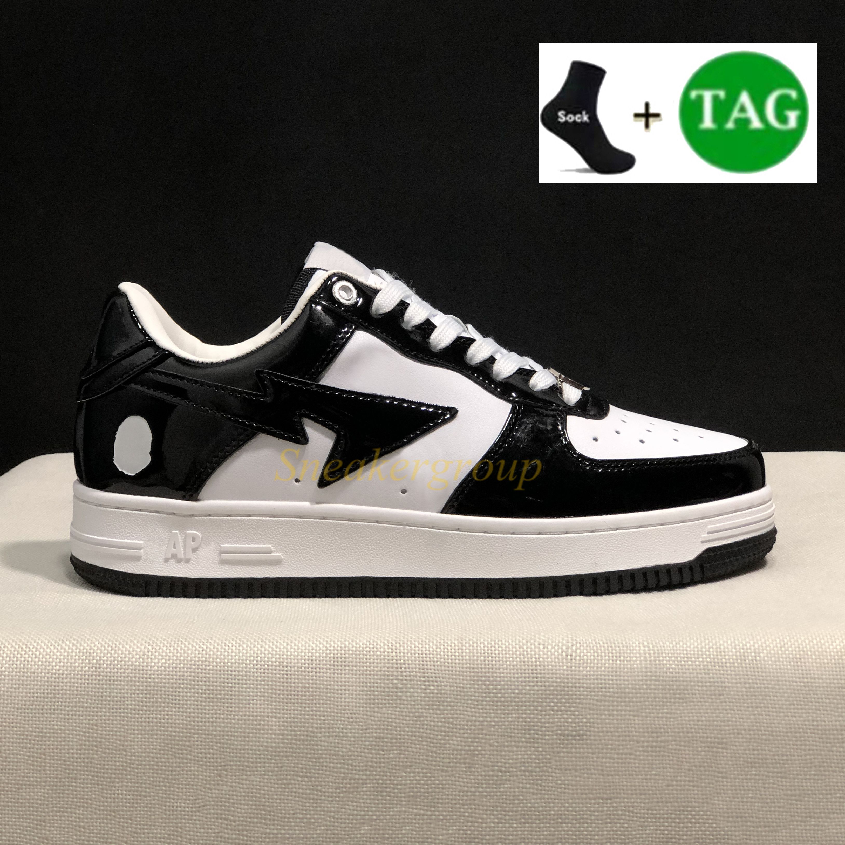 #13- Patent Leather Black white