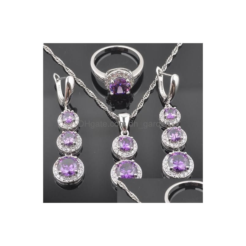 3 PCS Jewelry Sets Purple 6