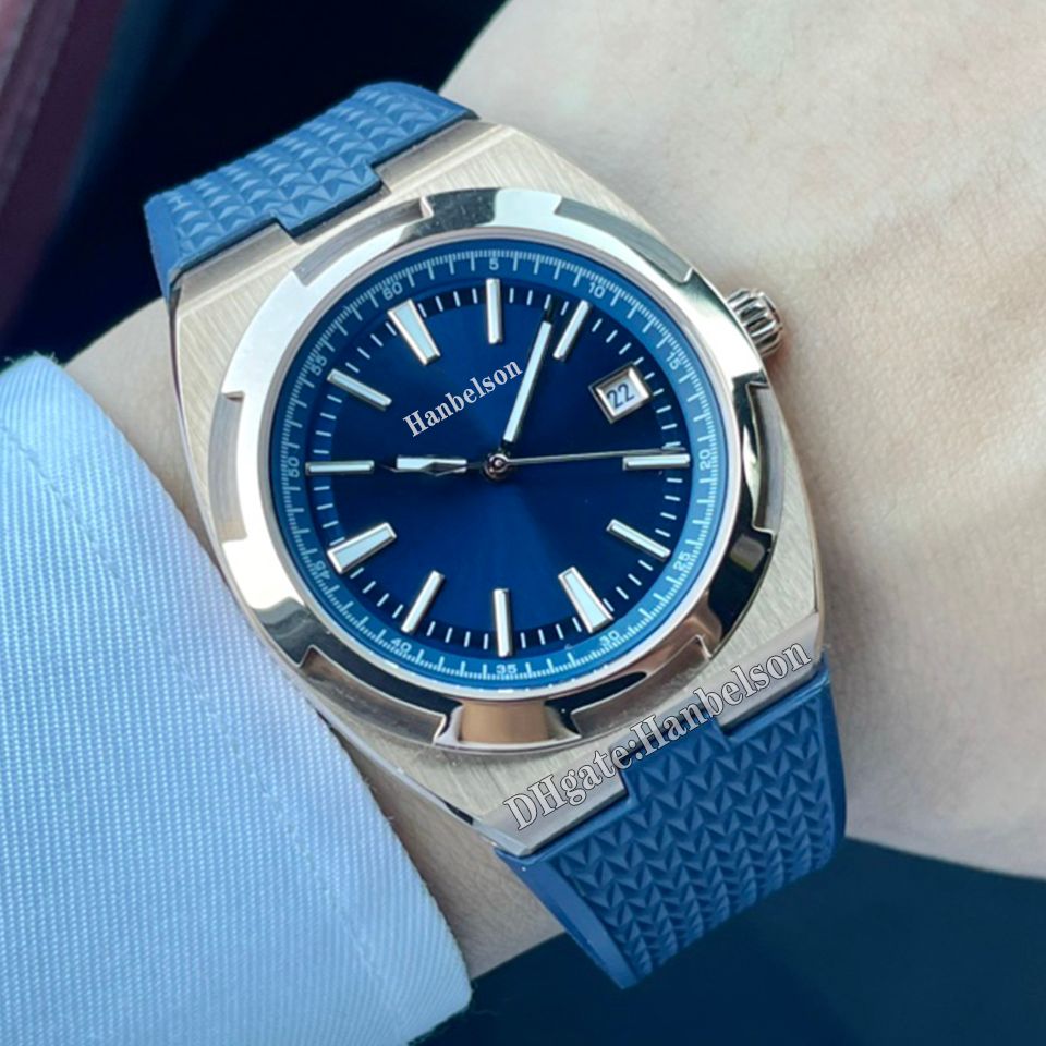 Rose Gold Case Blue Dial (rubberen band)