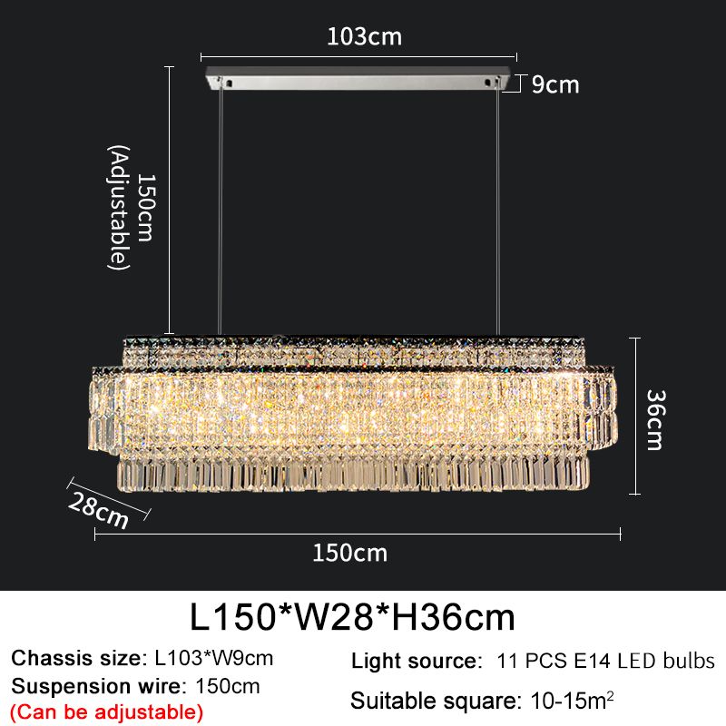 L150 W28 H36CM KROME CANDELIER