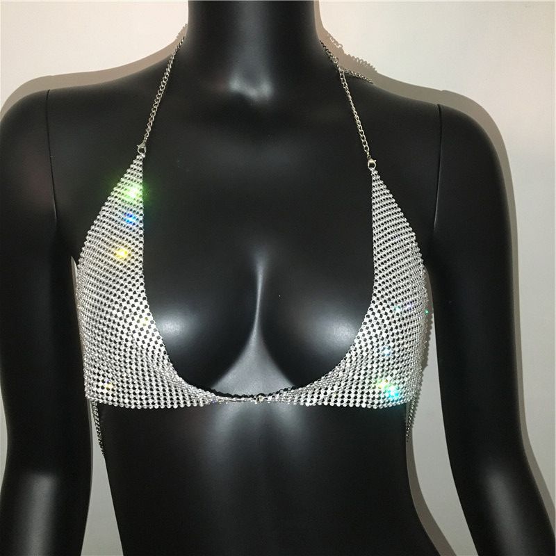 Soutien-gorge plaqué argent + collier