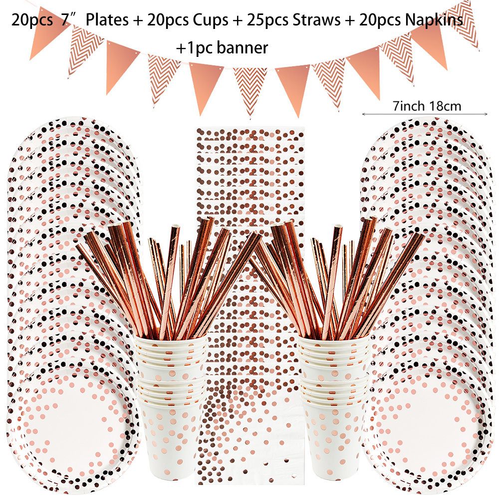 86pcs النقطة الذهب الوردية