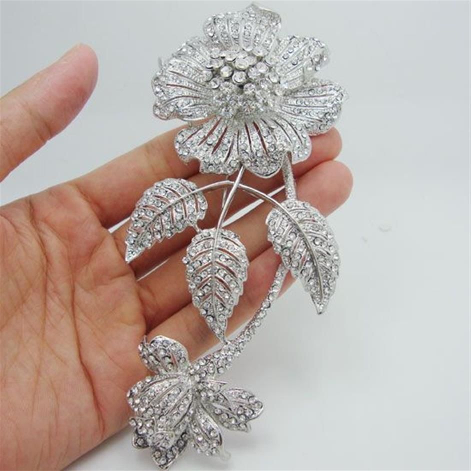 Flower Brooch For Women Crystal Broche Femme Metal Pins Bridal
