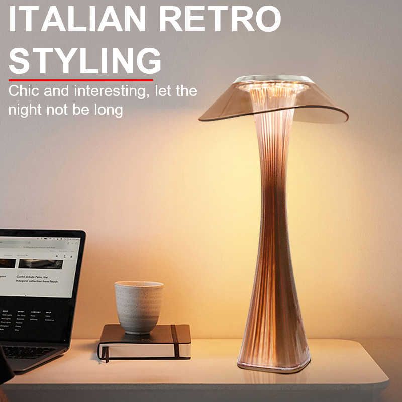 Crystal Table Lamp Dimmable Light, Usb Rechargeable Lamp For