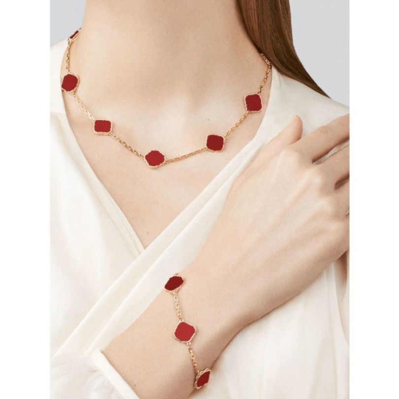 Bracelet Collier Double Face Or Rouge