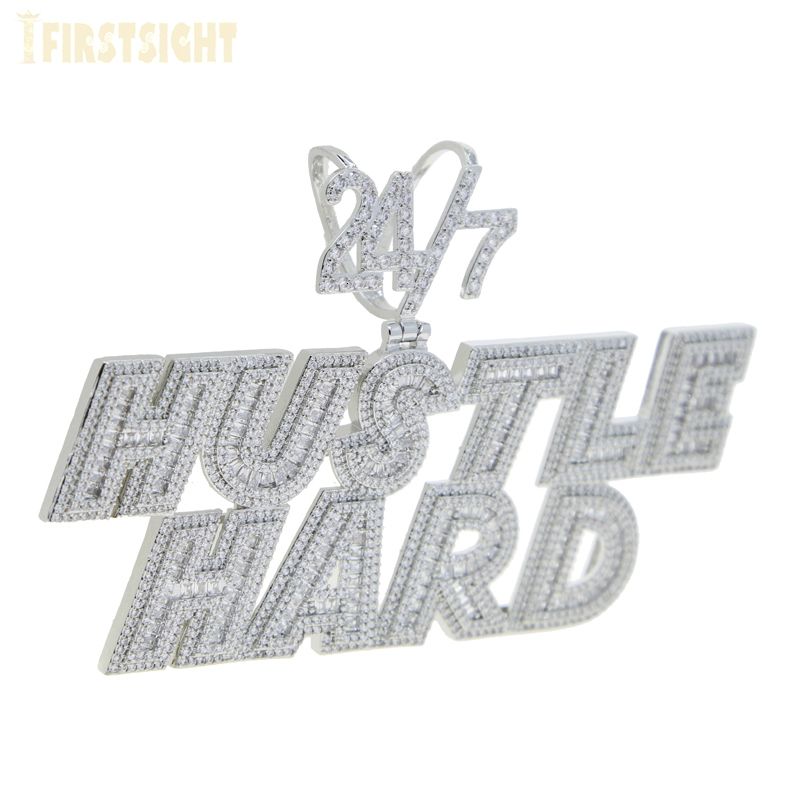 Hustle Hard-silver-Only Charm No Chain