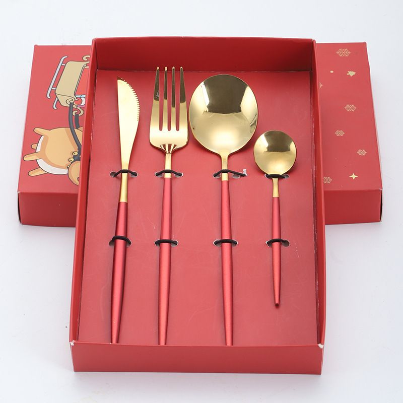 4pcs Red Gold