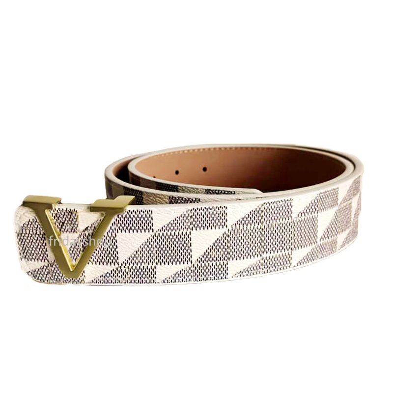 8# damier white+Gold buckle