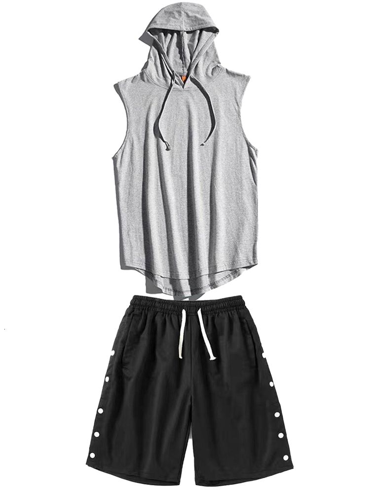 c grey shorts set