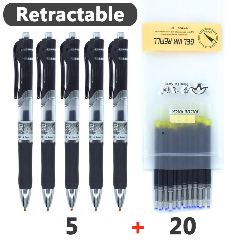 Black-5Pens-20Refill