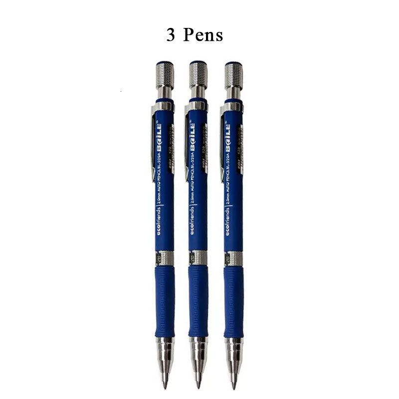 3 crayons bleus