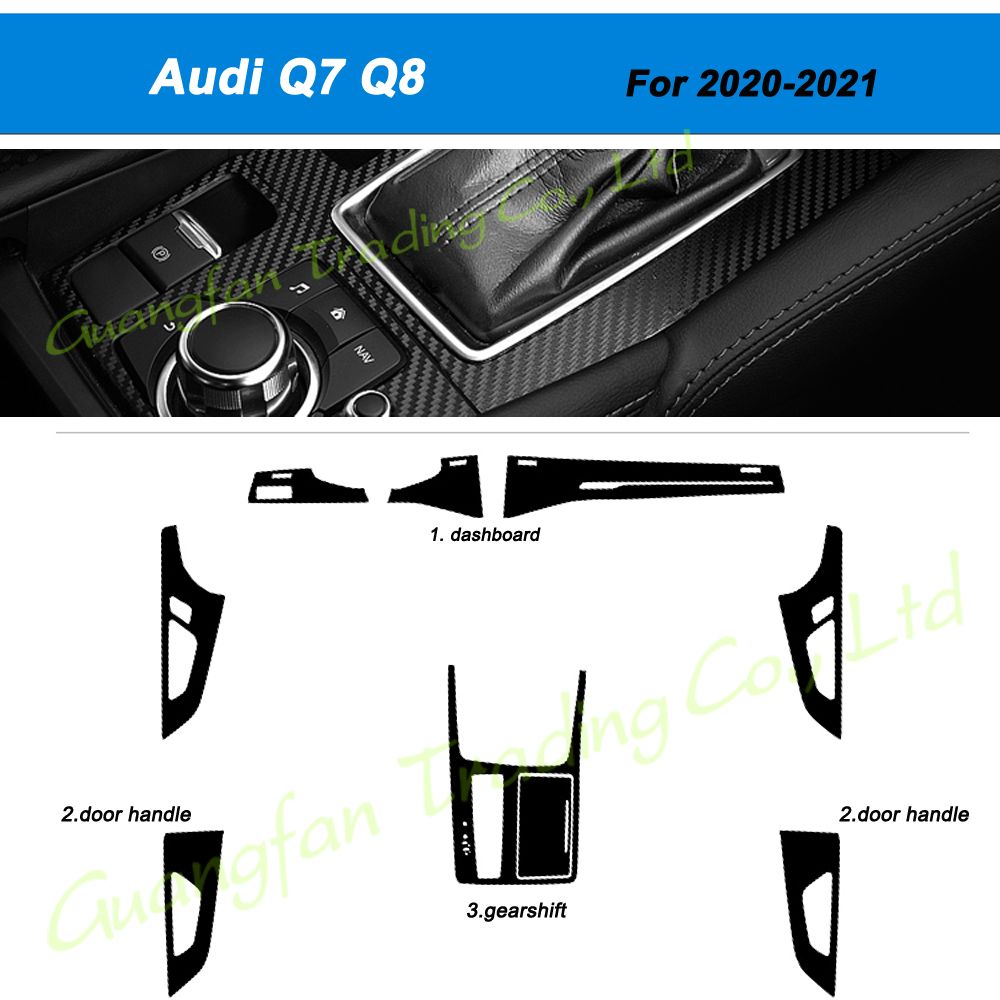 For Audi Q7 Q8 Carbon Style Interior Accessories Kit Set Cover