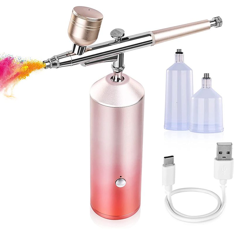 Facial Airbrush Compressor Kit Air-brush Spray Gun Oxygen Injector