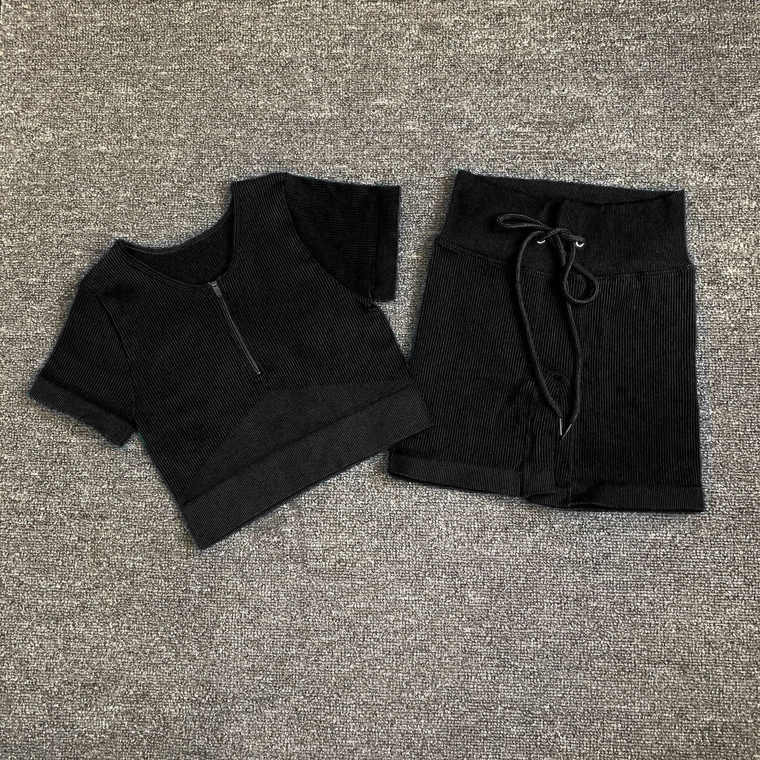 black t-shirtsshorts